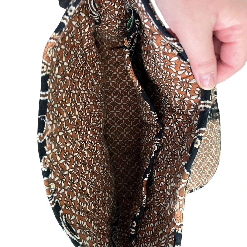 Vera Bradley Messenger Bag Retired Caffe Latte Black Tan Paisley Crossbody